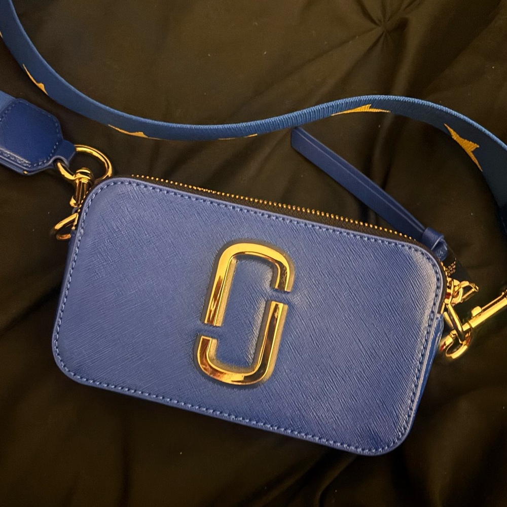 Marc Jacobs Royal Blue Crossbody Bag with Gold Accents